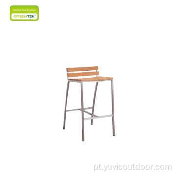 Mesa de barras de aço inoxidável ao ar livre e conjunto de cadeira